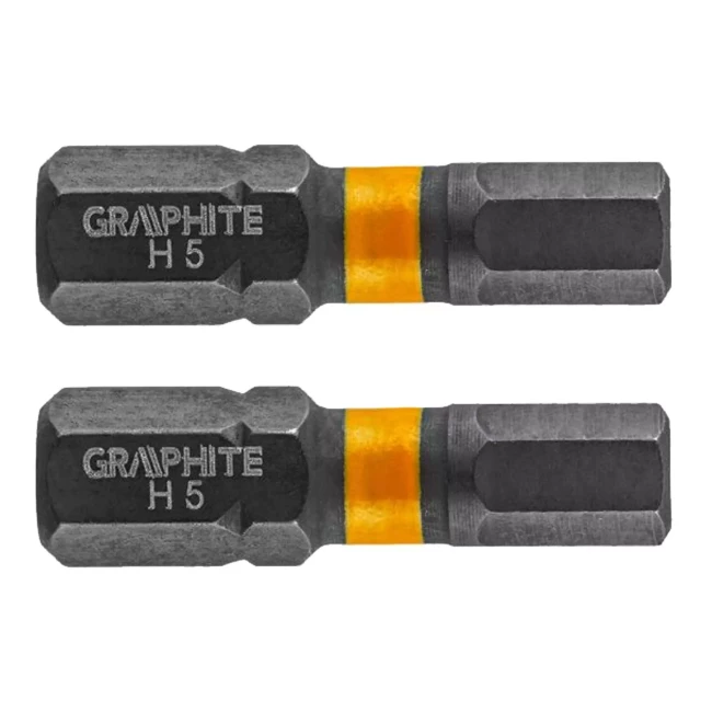 Биты GRAPHITE ударные HEX5 x 25 мм 2 шт (56H508) Биты GRAPHITE ударные HEX5 x 25 мм 2 шт (56H508)