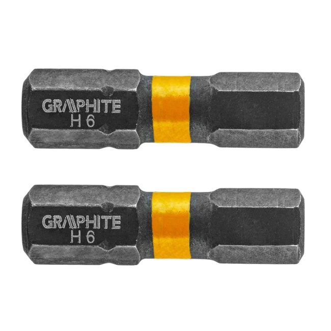 Биты GRAPHITE ударные HEX6 x 25 мм 2 шт (56H509) Биты GRAPHITE ударные HEX6 x 25 мм 2 шт (56H509)