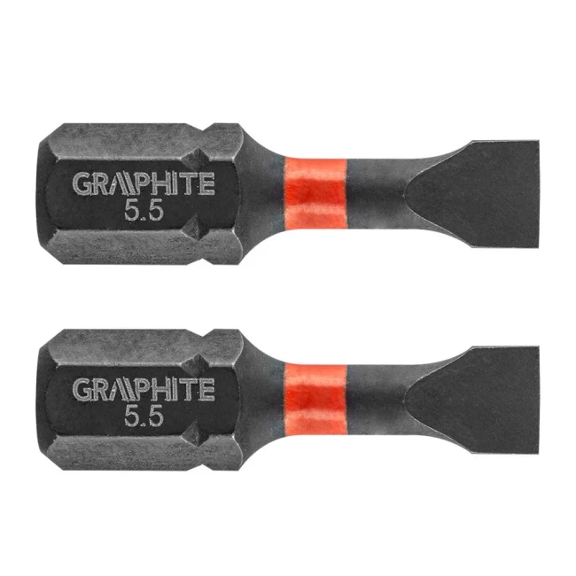 Биты GRAPHITE ударные SL5.5 x 25 мм 2 шт (56H510) Биты GRAPHITE ударные SL5.5 x 25 мм 2 шт (56H510)