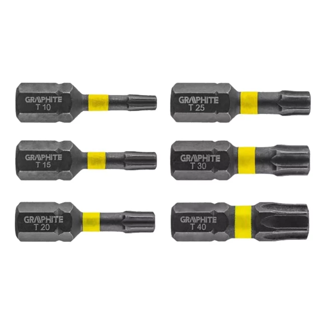 Біти GRAPHITE ударні TX10/15/20/20/25/30/40 x 25 мм 6 шт (56H541) Біти GRAPHITE ударні TX10/15/20/20/25/30/40 x 25 мм 6 шт (56H541)