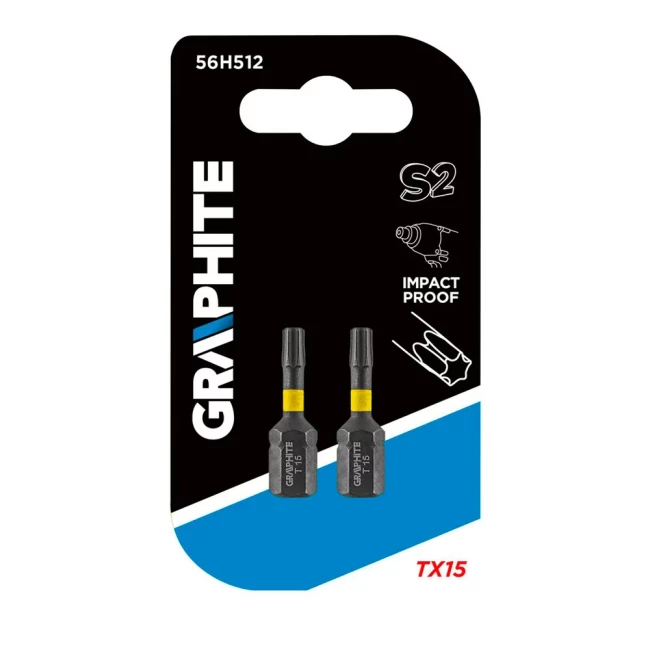 Біти GRAPHITE ударні TX15 x 25 мм 2 шт (56H512)