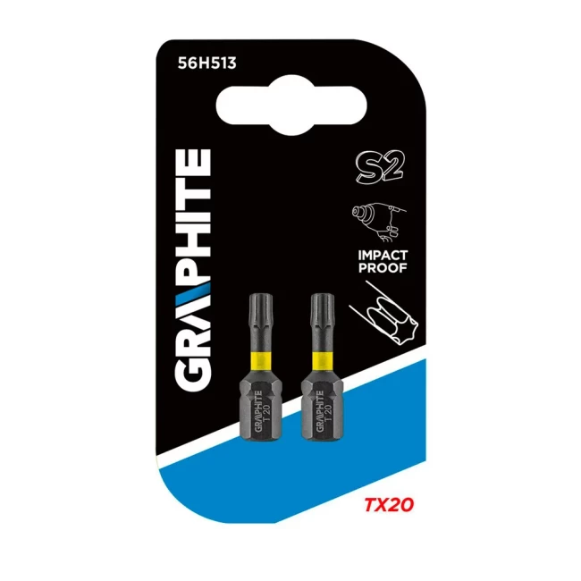 Биты GRAPHITE ударные TX20 x 25 мм 2 шт (56H513)