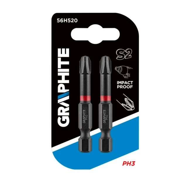 Биты GRAPHITE ударные PH3 x 50 мм 2 шт (56H520)