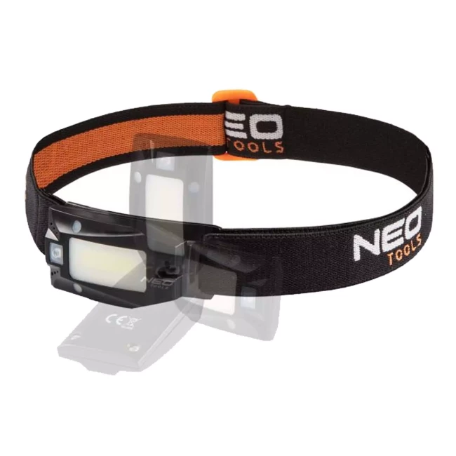 Налобный фонарь с аккумулятором NEO TOOLS, USB, 180 lm, COB LED, датчик движения (99-069)