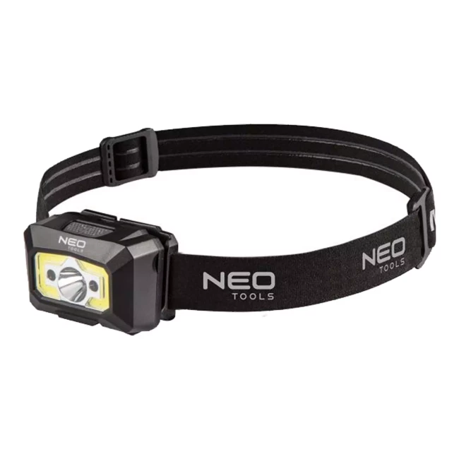 Налобний ліхтар з акумулятором NEO TOOLS, USB, 250lm, COB LED, датчик руху (99-073)
