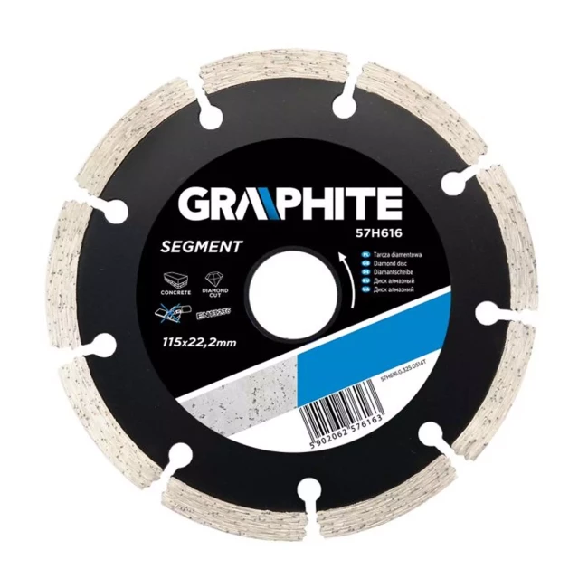 Диск алмазный GRAPHITE 115 х 22.2 мм, сегментный (57H616)