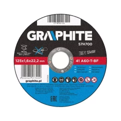 Диск отрезной по металлу GRAPHITE 125 x 1.6 х 22.2 мм, 41 A60-T-BF (57H700)