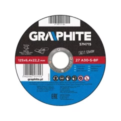 Диск отрезной по металлу GRAPHITE 125 x 6.4 х 22.2 мм, 27 A30-S-BF (57H715)