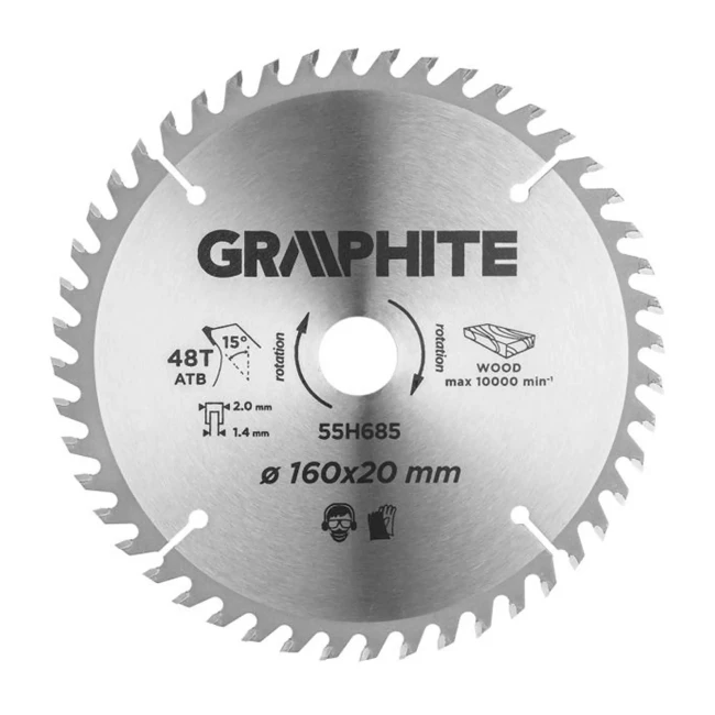 Диск пильный GRAPHITE 160*20 мм 48 зубьев (55H685)