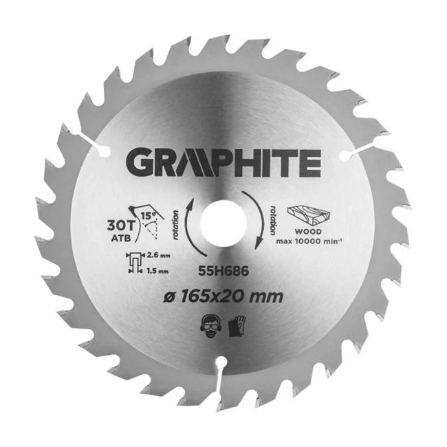 Диск пильный GRAPHITE 165*20 мм 30 зубьев (55H686)