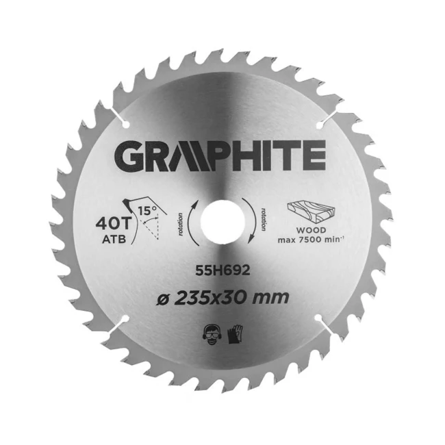 Диск пильный GRAPHITE 235*30 мм 40 зубьев (55H692) Диск пильный GRAPHITE 235*30 мм 40 зубьев (55H692)