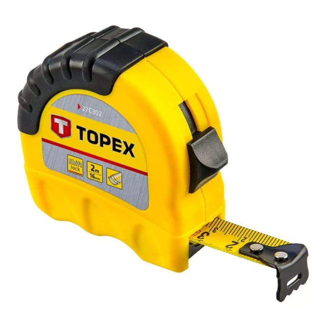 Рулетка TOPEX, стальная лента 2 м x 16 мм (27C302)