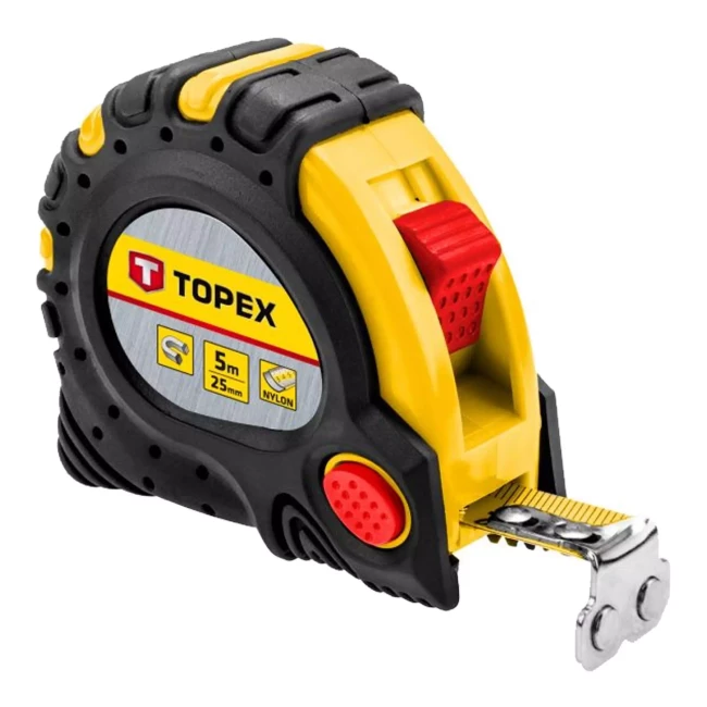 Рулетка TOPEX, стальная лента 5 м x 25 мм, магнит (27C345)