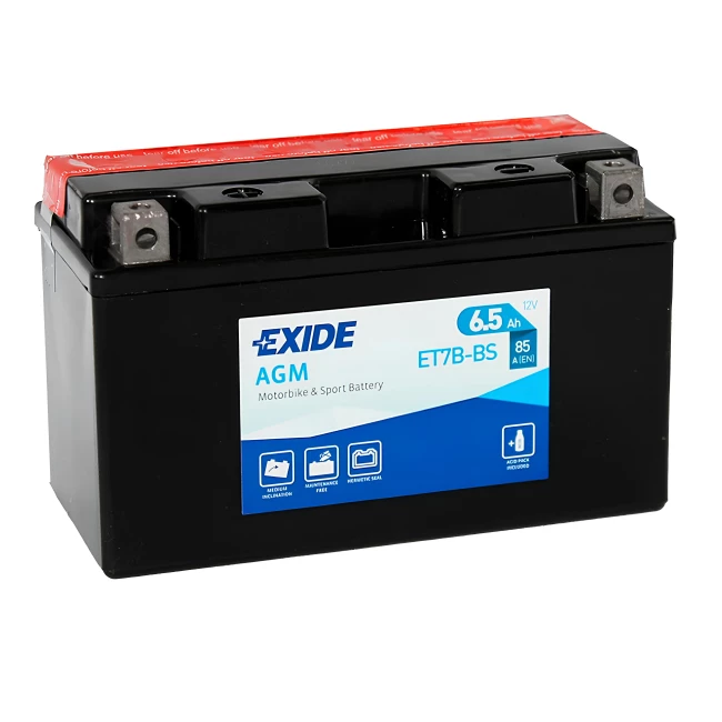 Мото акумулятор EXIDE AGM 6СТ-6.5Ah Аз (ET7B-BS)