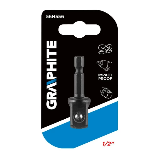 Ударний адаптер GRAPHITE 1/4" - Hex 1/2" Square (56H556)