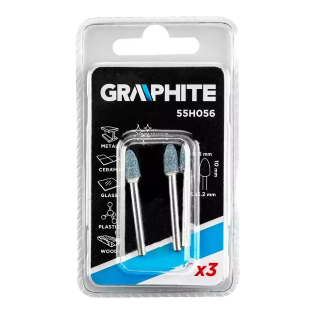 Шлифовальные камни GRAPHITE 6 х 10 мм пуля 3 шт (55H056)