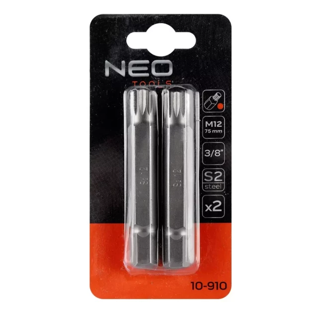Биты NEO TOOLS Spline M12 x 75 мм S2 x 2 шт (10-910)