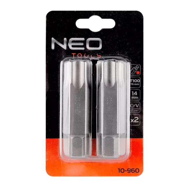 Биты NEO TOOLS Torx T100 x 75 мм S2 x 2 шт (10-960)