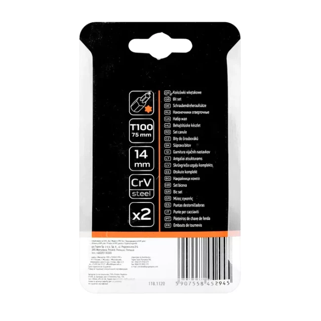 Биты NEO TOOLS Torx T100 x 75 мм S2 x 2 шт (10-960)