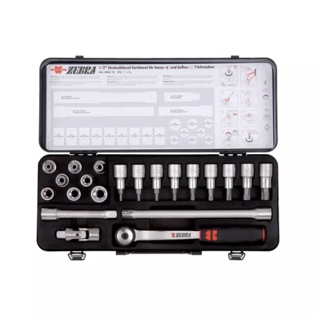 Набор торцевых головок Wurth 1/2" Е10-24/ТХ20-60 21 шт (096513210) Набор торцевых головок Wurth 1/2" Е10-24/ТХ20-60 21 шт (096513210)