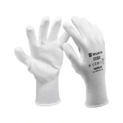 Защитные перчатки WURTH белые, PU, Red Line, размер 7 (0899401107)