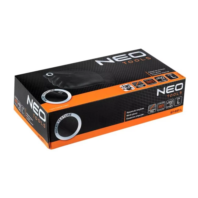 Перчатки нитриловые NEO TOOLS, черные, 100 шт., размер L (97-691-L)