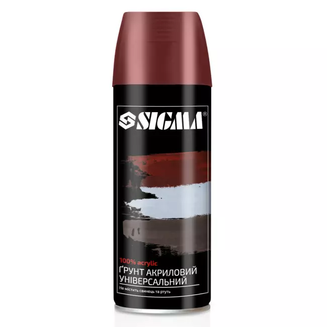 Грунт аэрозольный SIGMA акриловый 400мл RAL 3009 красно-коричневый (2737541)