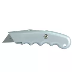 Нож строительный SIGMA металлический корпус лезвие трапеция автоматический замок (8212031)