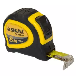 Рулетка магнитная обрезиненная с автостопом SIGMA 8м х 25мм (3824081)