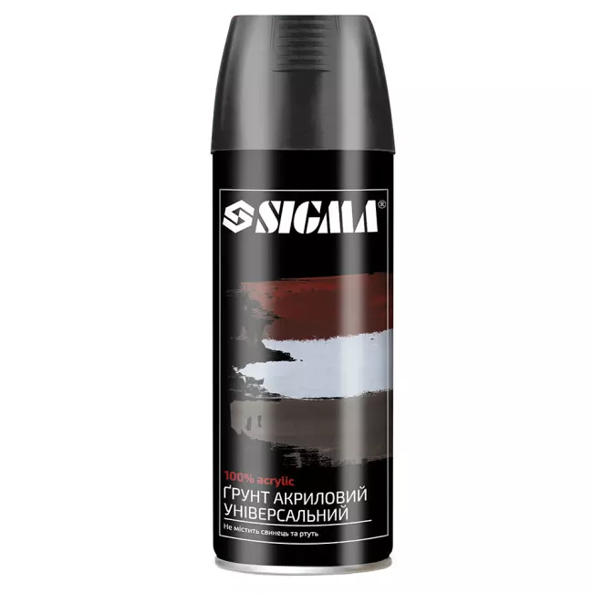 Грунт аэрозольный SIGMA акриловый 400мл RAL 9005 черный (2737531)