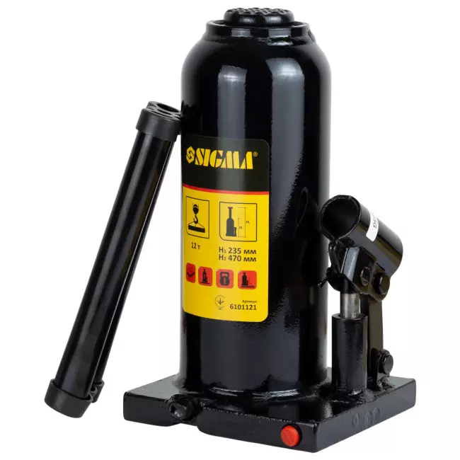 Домкрат гидравлический SIGMA бутылочный 12т H 230-465мм (6101121)