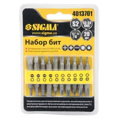 Набір біт з власником SIGMA 1/4" 20 шт S2 блістер (4013701)