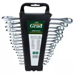 Ключи рожково-накидные GRAD 15 шт (6-19, 22мм) CrV (6010965)