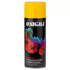 Эмаль аэрозольная SIGMA акриловая 400мл RAL 1028 желтый глянец (2737011)