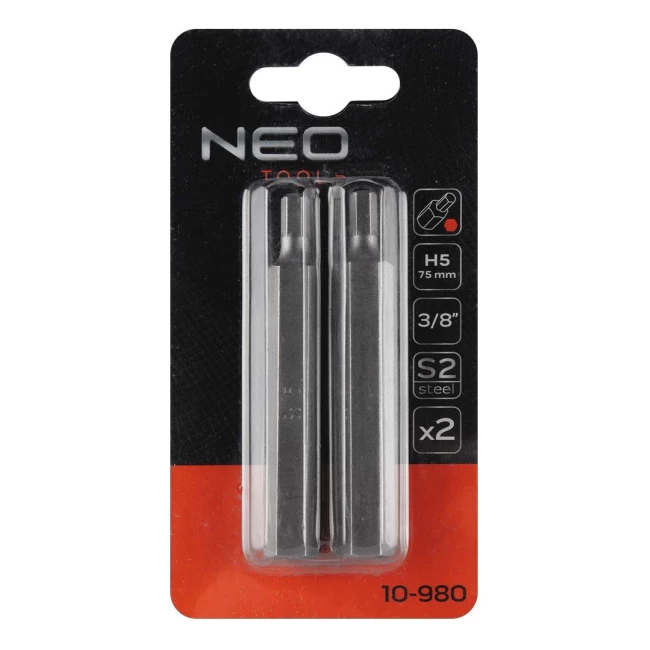Биты NEO TOOLS Hex 5 x 75 мм S2 x 2 шт (10-980)