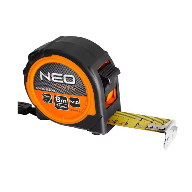 Рулетка NEO TOOLS стальная рулонная 8 м x 25 мм, магнит (67-111-1)