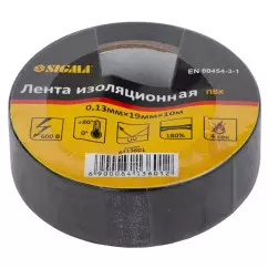 Ізолента SIGMA ПВХ чорна 0.13мм х 19мм х 10м (8413601)