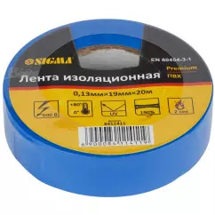 Ізолента SIGMA ПВХ (синя) 0.13мм х 19мм х 20м Premium (8411411)