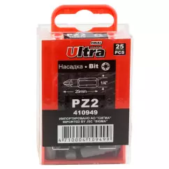 Набор бит ULTRA PZ2х25мм 1/4" 25 шт S2 (4010502)