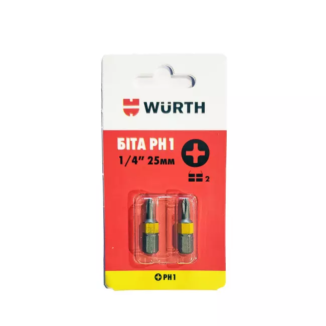 Бита WURTH HEX PH1 1/4" 25мм 2шт (0614176274902)