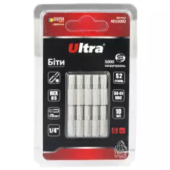 Биты ULTRA HEX 5х25мм ¼" 10 шт S2 блистер (4015002)