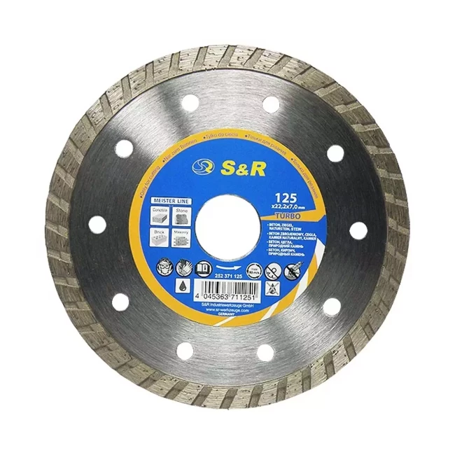 Круг алмазный отрезной S&R Meister Turbo 125x22.2 (252371125) Круг алмазный отрезной S&R Meister Turbo 125x22.2 (252371125)