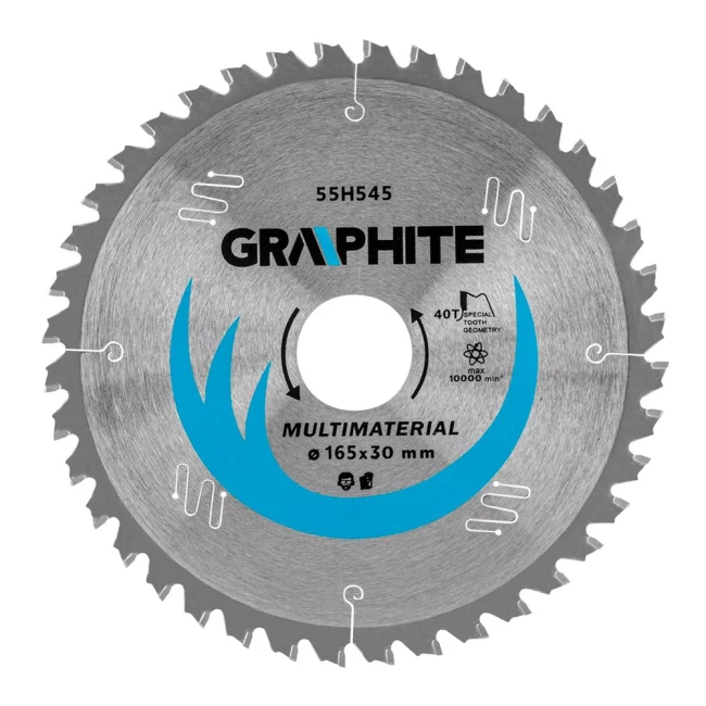 Диск отрезной GRAPHITE карбид кремния 165 x 30 мм 40 зубов универсальный (55h545)