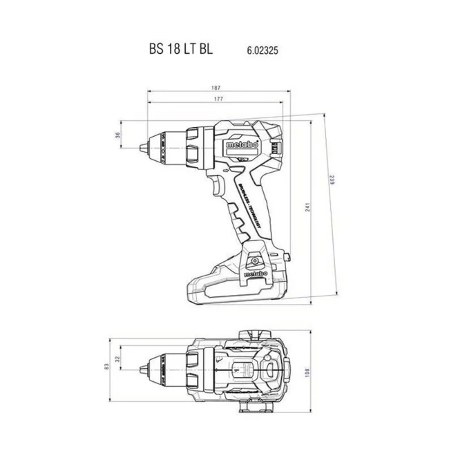 Аккумуляторная дрель-шуруповерт Metabo BS 18 LT BL, 18 В (602325890)
