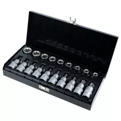 Набор насадок и бит с насадками SIGMA Torx 1/2" 19 шт CrV (металл. кейс) (6086661)