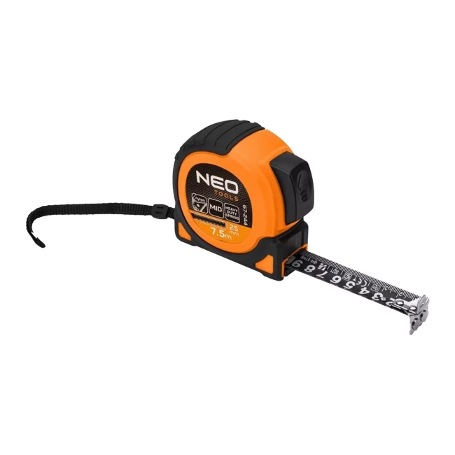 Рулетка NEO TOOLS сталева Super Black 7,5 м х 25 мм, автоблокування, дві кнопки стоп, магніт (67-244) Рулетка NEO TOOLS сталева Super Black 7,5 м х 25 мм, автоблокування, дві кнопки стоп, магніт (67-244)