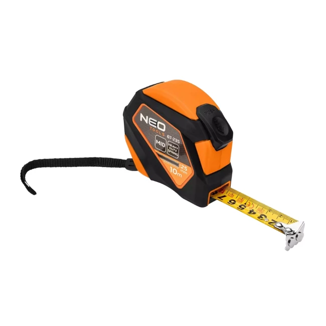 Рулетка NEO TOOLS сталева Super Black 10 м х 25 мм, автоблокування, дві кнопки стоп, магніт (67-235) Рулетка NEO TOOLS сталева Super Black 10 м х 25 мм, автоблокування, дві кнопки стоп, магніт (67-235)
