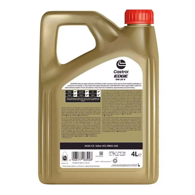 Моторное масло Castrol Edge Professional V 0W-20 Volvo 4 л (15DA99)
