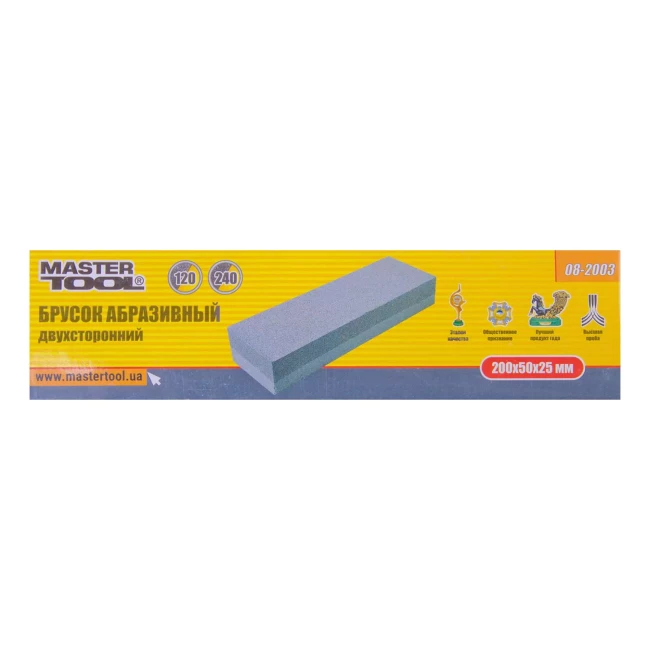 Брусок абразивный Master Tool двусторонний 200*50*25 мм зерно 120/240 (37834) Брусок абразивный Master Tool двусторонний 200*50*25 мм зерно 120/240 (37834)