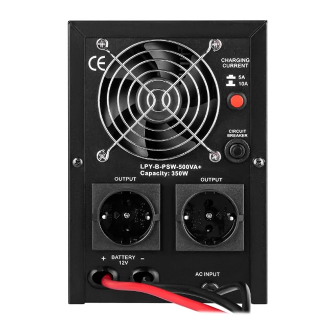 ДБЖ LogicPower LPY-B-PSW-500VA+ (350Вт)5A/10A,Lin.int., AVR, 2 x євро, LCD, метал, з правильною синусоїдою 12V (LP4149)
